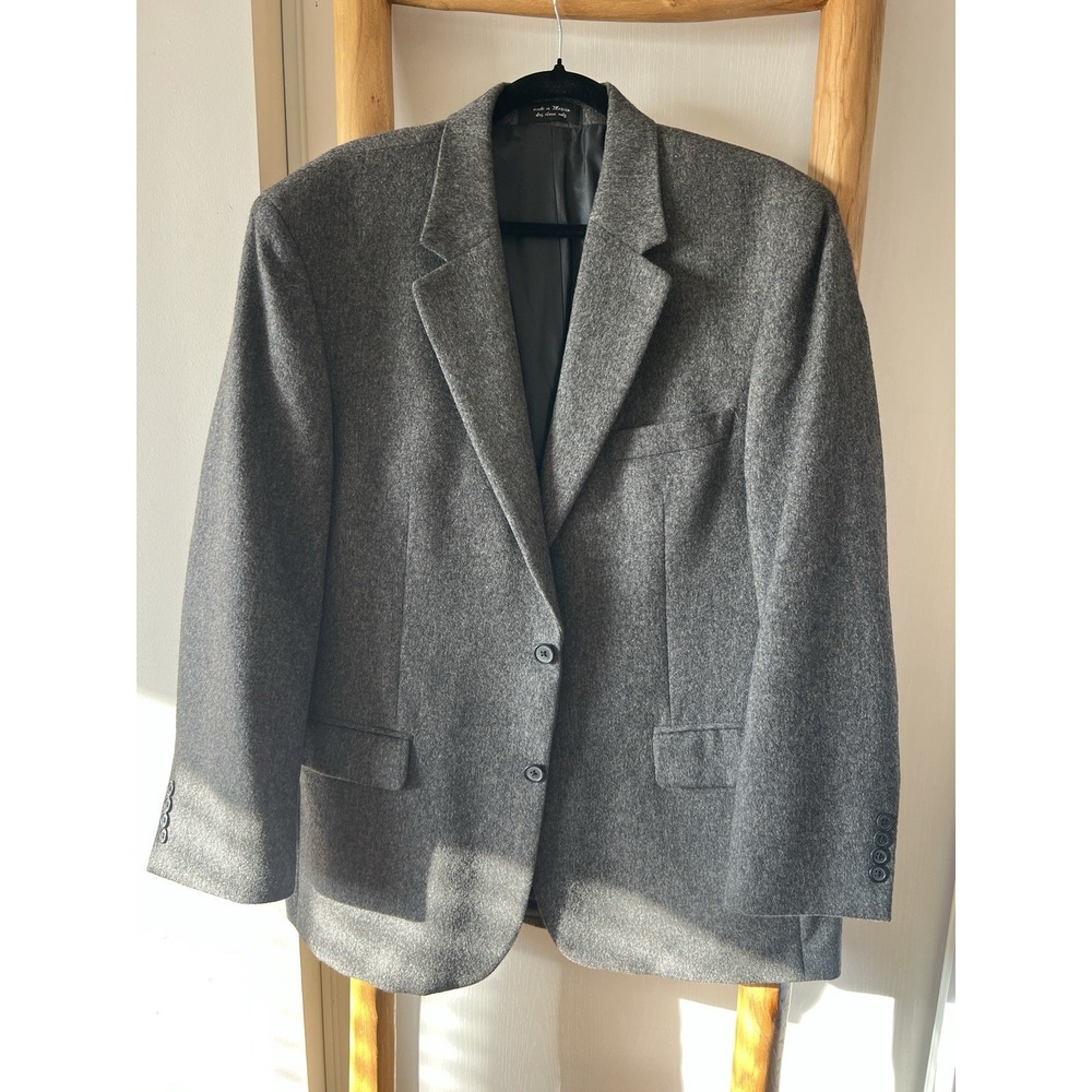 Club Room by Charter Club Gray Wool Tweed Blazer Jacket 44R Single-Breasted